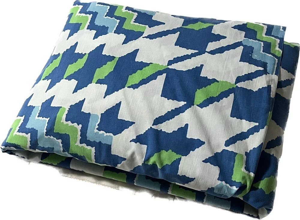 VTG Yves Saint Laurent Fieldcrest Blue Green Desert Song 70s King Flat Bed Sheet